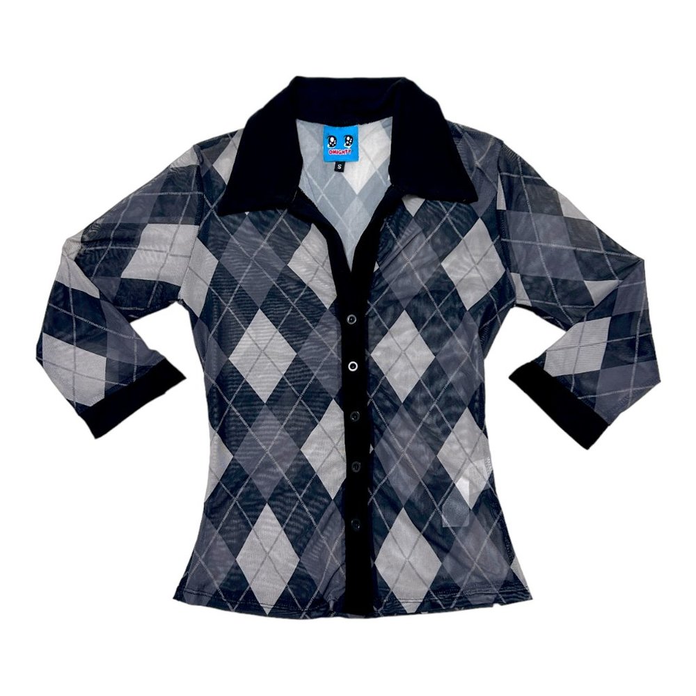 Omighty Argyle Mesh Button Up - image 1